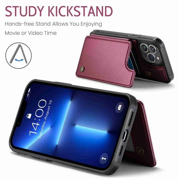 For iPhone 13 Pro CaseMe C22 Card Slots Holder RFID Anti-theft Phone Case(Wine Red) by CaseMe