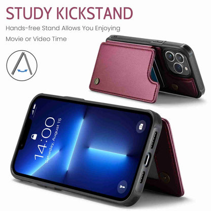 For iPhone 13 Pro CaseMe C22 Card Slots Holder RFID Anti-theft Phone Case(Wine Red) by CaseMe