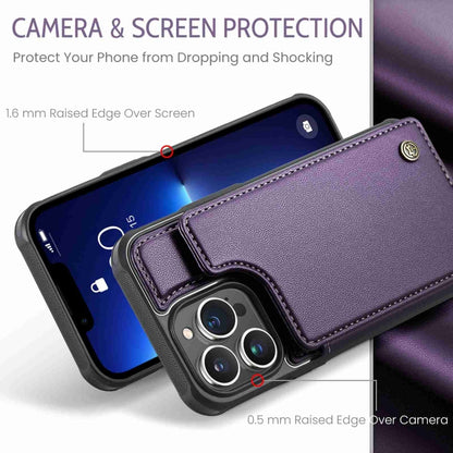 For iPhone 13 Pro CaseMe C22 Card Slots Holder RFID Anti-theft Phone Case(Purple) by CaseMe