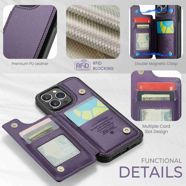 For iPhone 13 Pro CaseMe C22 Card Slots Holder RFID Anti-theft Phone Case(Purple) by CaseMe