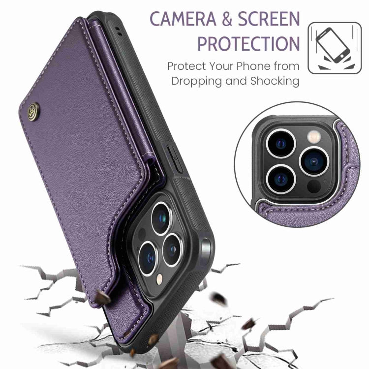 For iPhone 13 Pro CaseMe C22 Card Slots Holder RFID Anti-theft Phone Case(Purple) by CaseMe