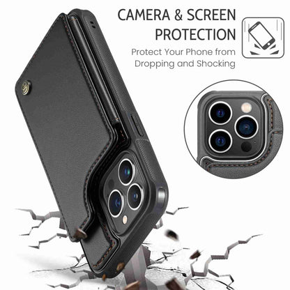 For iPhone 13 Pro Max CaseMe C22 Card Slots Holder RFID Anti-theft Phone Case(Black) by CaseMe