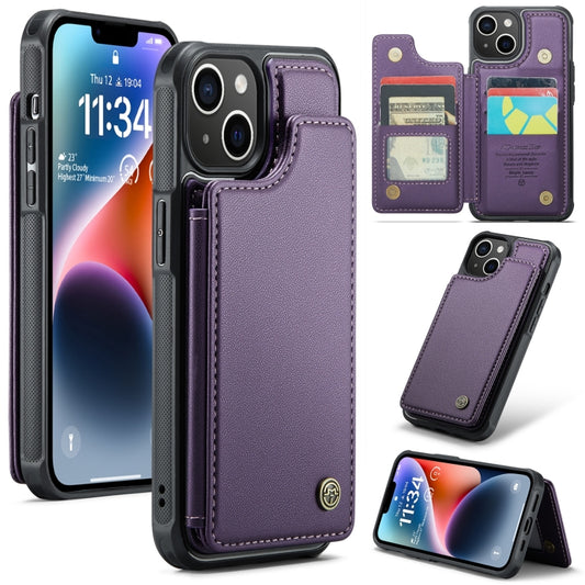For iPhone 14 Plus CaseMe C22 Card Slots Holder RFID Anti-theft Phone Case(Purple) by CaseMe