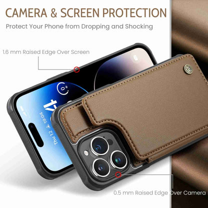 For iPhone 14 Pro CaseMe C22 Card Slots Holder RFID Anti-theft Phone Case(Brown) by CaseMe
