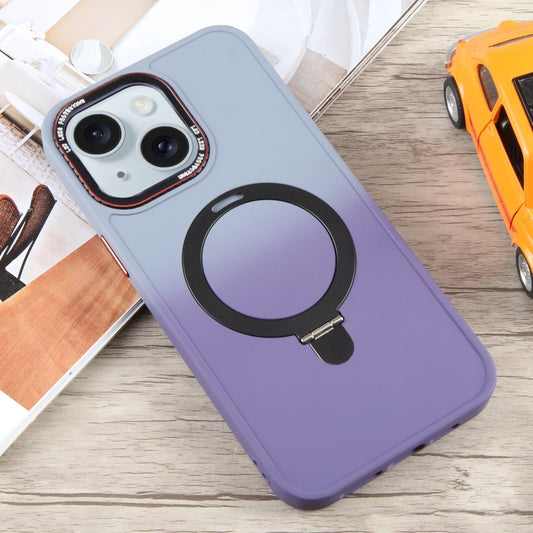 For iPhone 15 Gradient MagSafe Holder Liquid TPU Hybrid PC Phone Case(Blue Purple) by buy2fix