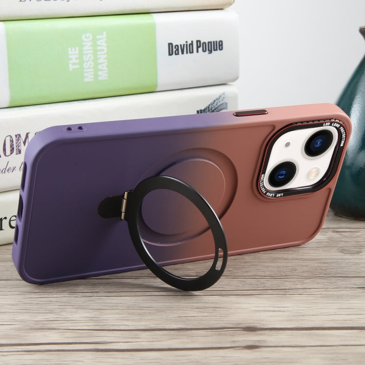 For iPhone 14 Plus Gradient MagSafe Holder Liquid TPU Hybrid PC Phone Case(Pink Purple) - iPhone 14 Plus Cases by buy2fix | Online Shopping UK | buy2fix