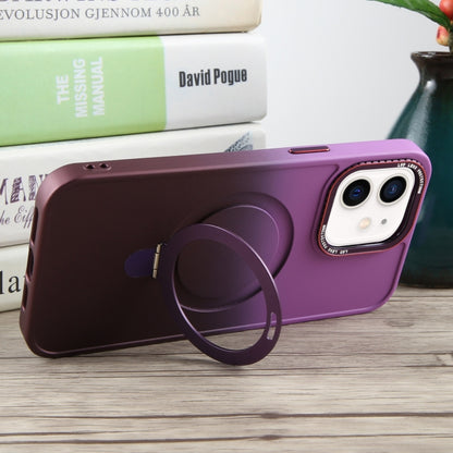 For iPhone 11 Gradient MagSafe Holder Liquid TPU Hybrid PC Phone Case(Purple Wine Red) - iPhone 11 Cases by buy2fix | Online Shopping UK | buy2fix