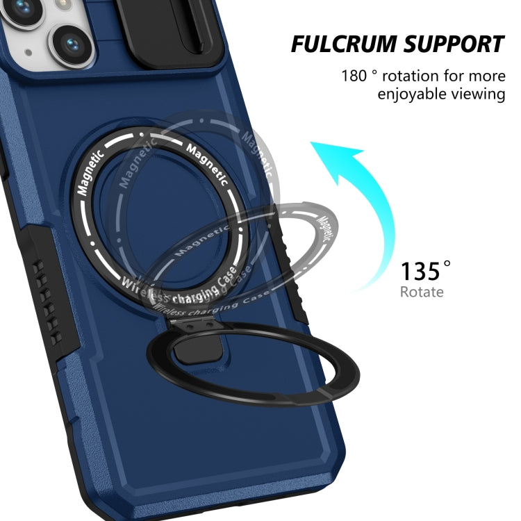 For iPhone 15 Sliding Camshield Magsafe Holder TPU Hybrid PC Phone Case(Royal Blue) - iPhone 15 Cases by buy2fix | Online Shopping UK | buy2fix