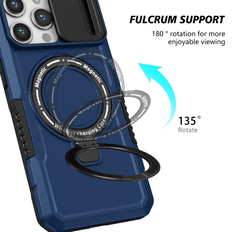 For iPhone 14 Pro Max Sliding Camshield Magsafe Holder TPU Hybrid PC Phone Case(Royal Blue) - iPhone 14 Pro Max Cases by buy2fix | Online Shopping UK | buy2fix