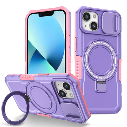 For iPhone 13 Sliding Camshield Magsafe Holder TPU Hybrid PC Phone Case(Pink Purple) - iPhone 13 Cases by buy2fix | Online Shopping UK | buy2fix