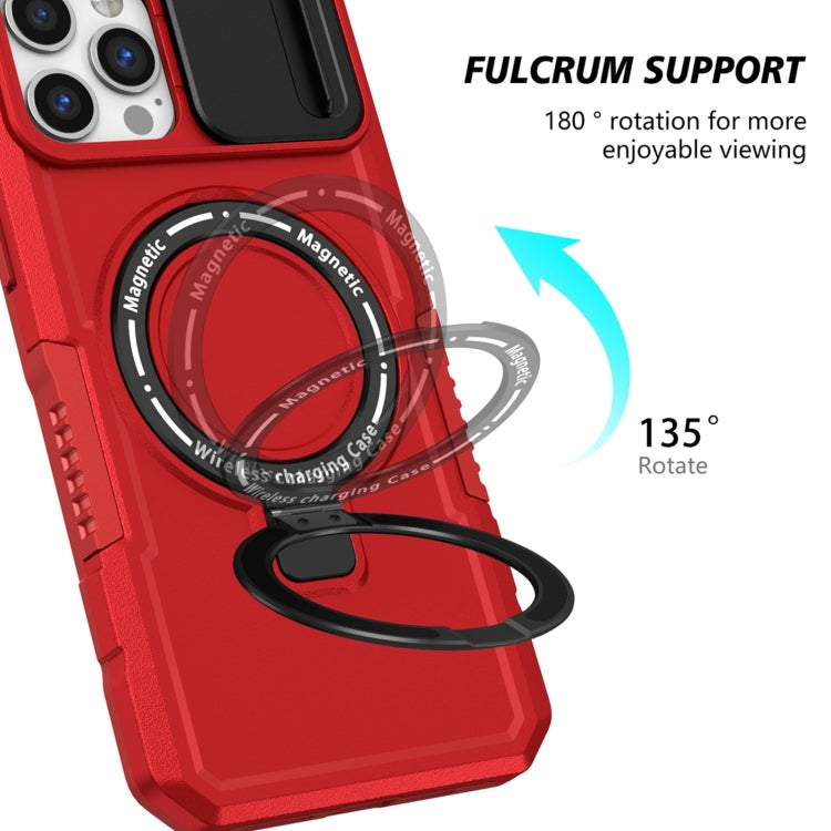 For iPhone 12 Pro Sliding Camshield Magsafe Holder TPU Hybrid PC Phone Case(Red) - iPhone 12 / 12 Pro Cases by buy2fix | Online Shopping UK | buy2fix