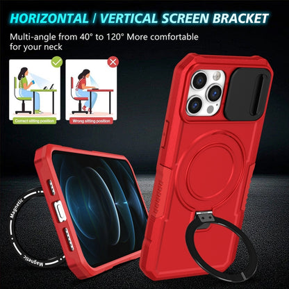 For iPhone 12 Pro Sliding Camshield Magsafe Holder TPU Hybrid PC Phone Case(Red) - iPhone 12 / 12 Pro Cases by buy2fix | Online Shopping UK | buy2fix