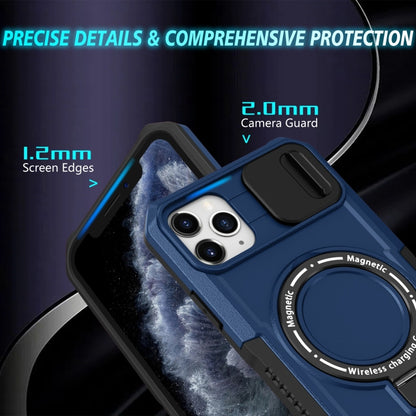 For iPhone 11 Pro Max Sliding Camshield MagSafe Holder TPU Hybrid PC Phone Case(Royal Blue) by buy2fix