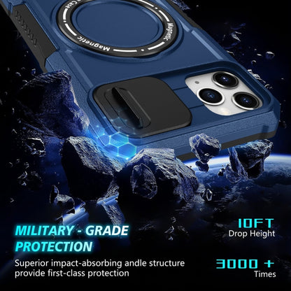 For iPhone 11 Pro Max Sliding Camshield MagSafe Holder TPU Hybrid PC Phone Case(Royal Blue) by buy2fix