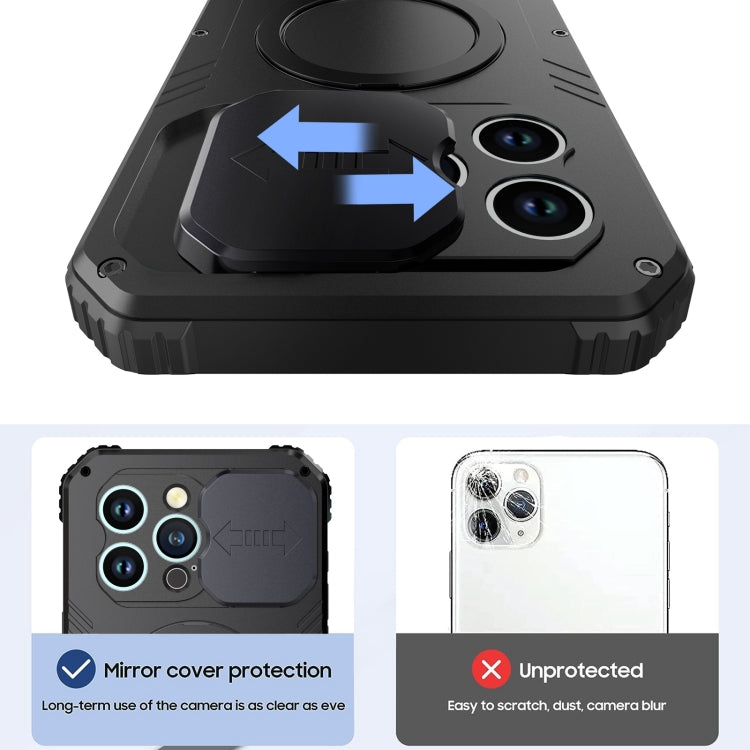 For iPhone 15 Pro Max Camera Shield MagSafe Holder Life Waterproof Phone Case(Black) - iPhone 15 Pro Max Cases by buy2fix | Online Shopping UK | buy2fix