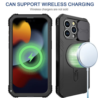 For iPhone 15 Pro Max Camera Shield MagSafe Holder Life Waterproof Phone Case(Black) - iPhone 15 Pro Max Cases by buy2fix | Online Shopping UK | buy2fix