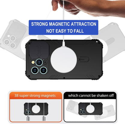 For iPhone 15 Pro Max Camera Shield MagSafe Holder Life Waterproof Phone Case(Black) - iPhone 15 Pro Max Cases by buy2fix | Online Shopping UK | buy2fix