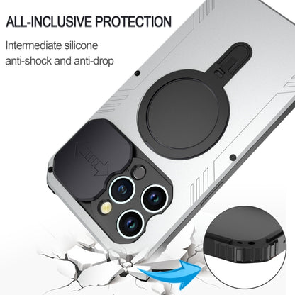 For iPhone 15 Pro Max Camera Shield MagSafe Holder Life Waterproof Phone Case(Silver) - iPhone 15 Pro Max Cases by buy2fix | Online Shopping UK | buy2fix