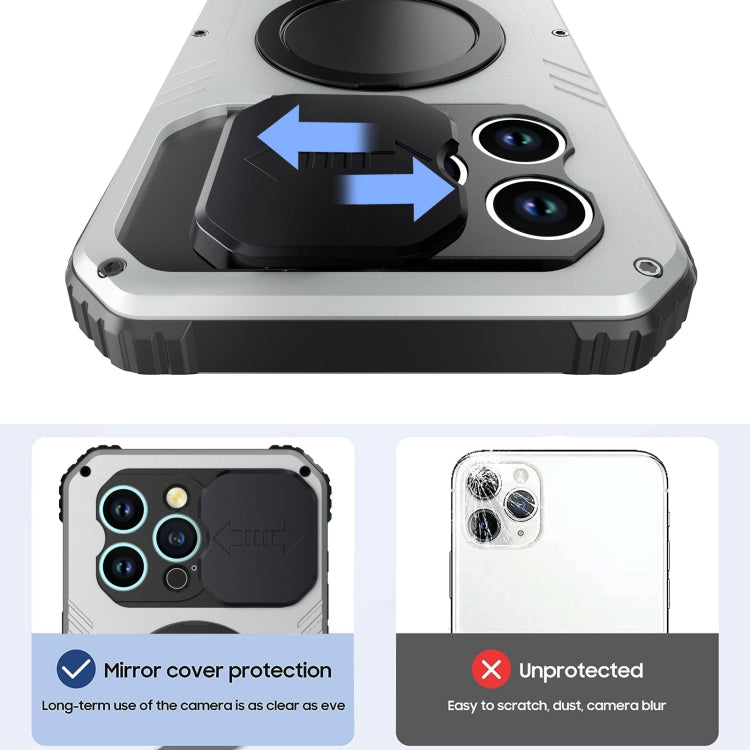 For iPhone 15 Pro Max Camera Shield MagSafe Holder Life Waterproof Phone Case(Silver) - iPhone 15 Pro Max Cases by buy2fix | Online Shopping UK | buy2fix