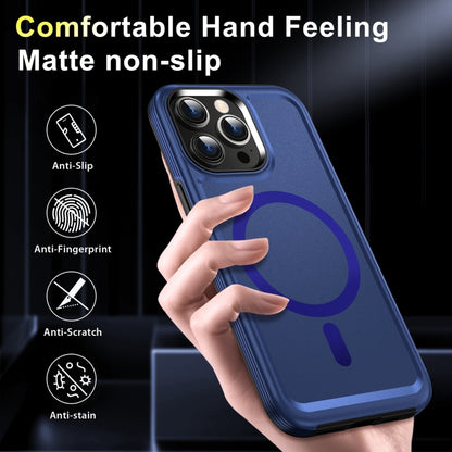 For iPhone 14 Shield Armor MagSafe TPU Hybrid PC Phone Case(Blue) - iPhone 14 Cases by buy2fix | Online Shopping UK | buy2fix