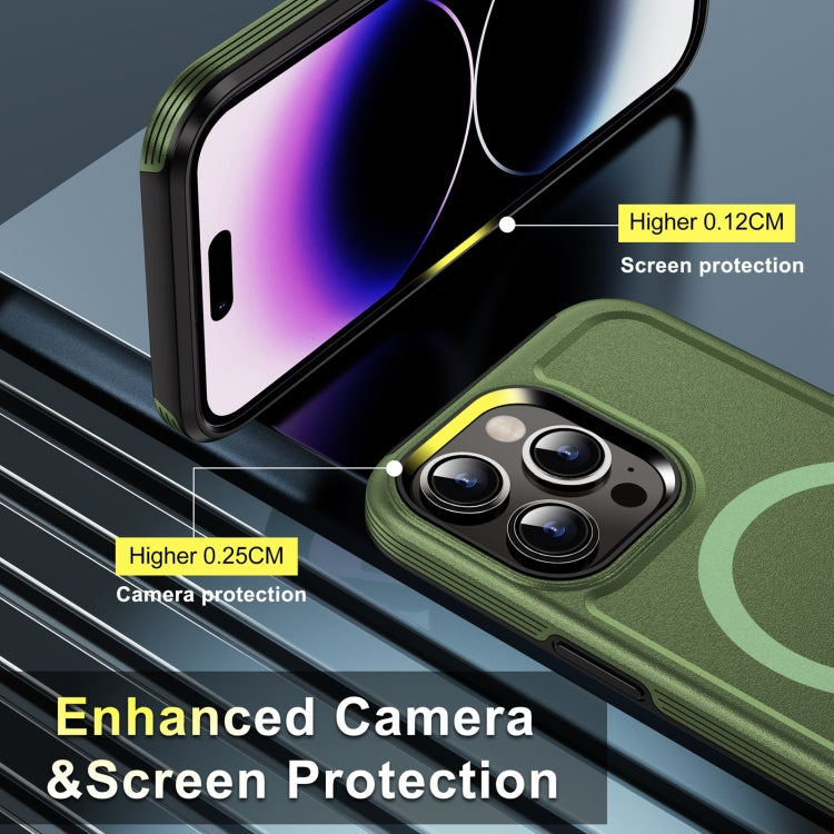 For iPhone 14 Pro Max Shield Armor MagSafe TPU Hybrid PC Phone Case(Grass Green) - iPhone 14 Pro Max Cases by buy2fix | Online Shopping UK | buy2fix