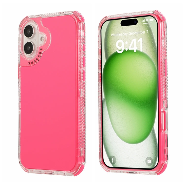 For iPhone 16 Dreamland 3 in 1 Solid Color Transparent Frame PC + TPU Phone Case(Rose Red) by buy2fix