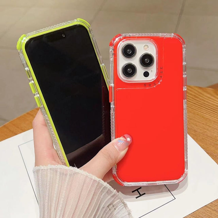 For iPhone 16 Dreamland 3 in 1 Solid Color Transparent Frame PC + TPU Phone Case(Rose Red) by buy2fix