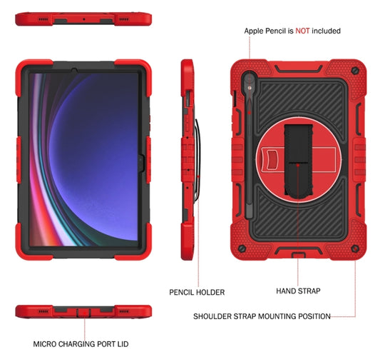 For Samsung Galaxy Tab S9 360 Degree Rotation PC Contrast Silicone Tablet Case(Red + Black) by buy2fix