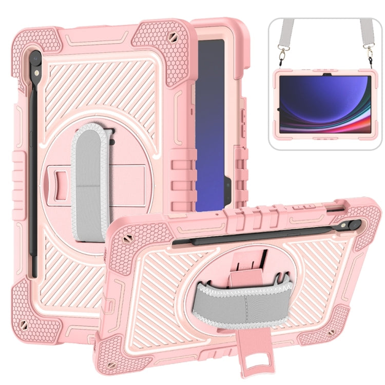 For Samsung Galaxy Tab S9 360 Degree Rotation PC Contrast Silicone Tablet Case(Rose Gold) - Galaxy Tab S9 Cases by buy2fix | Online Shopping UK | buy2fix