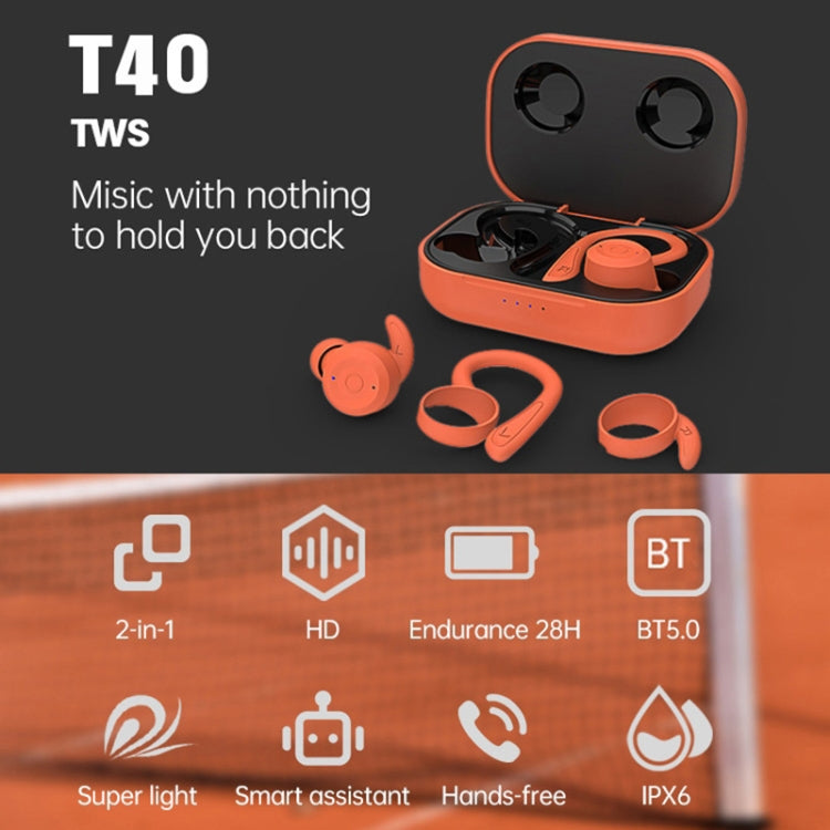 T&G T40 TWS IPX6 Waterproof Hanging Ear Wireless Bluetooth Earphones with Charging Box(White) - TWS Earphone by T&G | Online Shopping UK | buy2fix