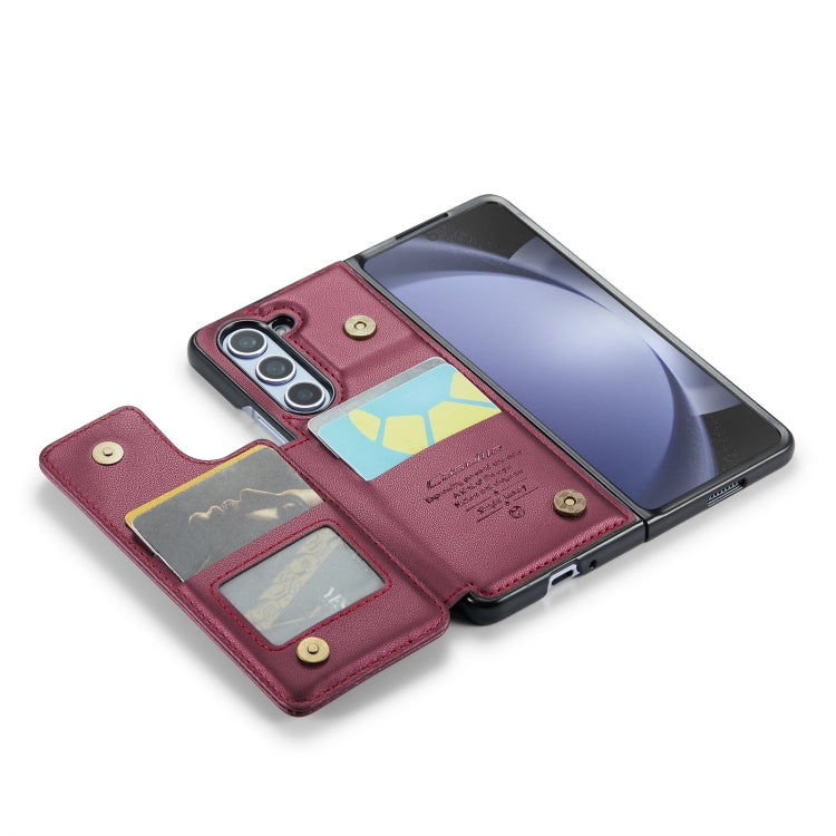 For Samsung Galaxy Z Fold5 CaseMe C22 PC+TPU Business Style RFID Anti-theft Leather Phone Case(Wine Red) - Galaxy Z Fold5 Cases by CaseMe | Online Shopping UK | buy2fix