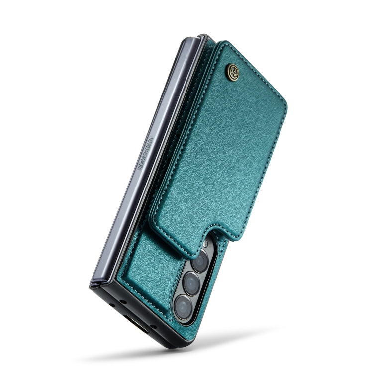 For Samsung Galaxy Z Fold4 5G CaseMe C22 PC+TPU Business Style RFID Anti-theft Leather Phone Case(Blue Green) - Galaxy Z Fold4 5G Cases by CaseMe | Online Shopping UK | buy2fix