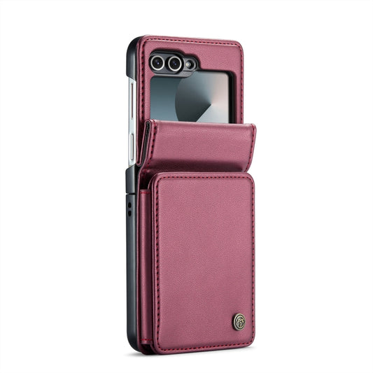 For Samsung Galaxy Z Flip6 / Flip7 FE CaseMe C22 PC+TPU Business Style RFID Anti-theft Leather Phone Case(Wine Red) by CaseMe