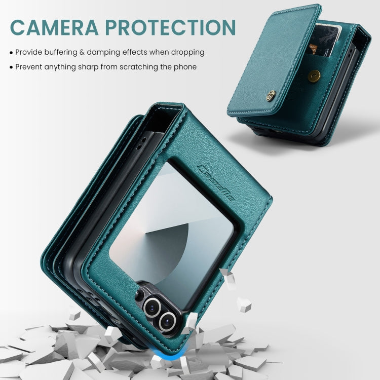 For Samsung Galaxy Z Flip6 5G CaseMe C22 PC+TPU Business Style RFID Anti-theft Leather Phone Case(Blue Green) - Galaxy Z Flip6 5G Cases by CaseMe | Online Shopping UK | buy2fix