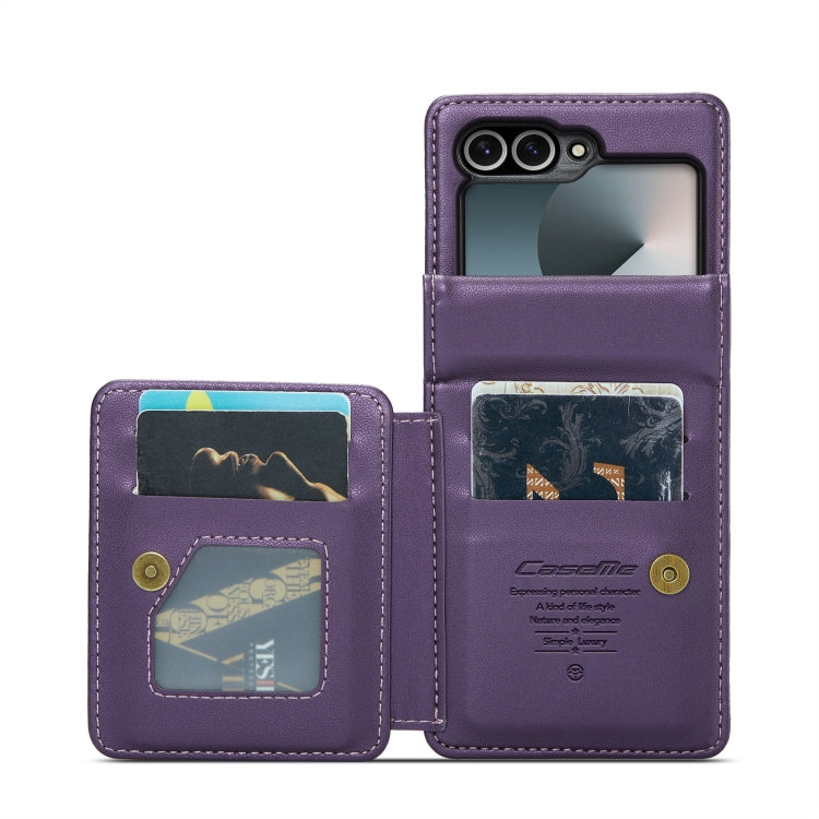 For Samsung Galaxy Z Flip6 5G CaseMe C22 PC+TPU Business Style RFID Anti-theft Leather Phone Case(Purple) - Galaxy Z Flip6 5G Cases by CaseMe | Online Shopping UK | buy2fix