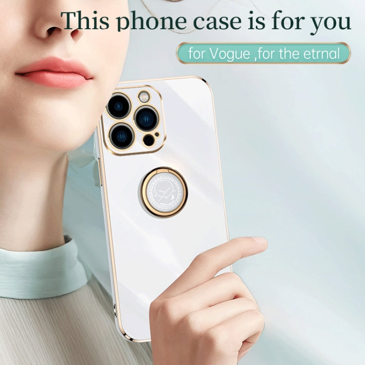 For iPhone 15 Pro XINLI Straight Edge 6D Electroplate TPU Phone Case with Ring Holder(Black) - iPhone 15 Pro Cases by XINLI | Online Shopping UK | buy2fix