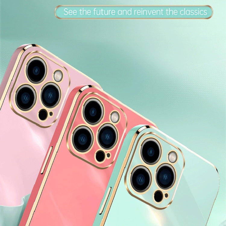 For iPhone 15 Pro Max XINLI Straight Edge 6D Electroplate TPU Phone Case(Pink) - iPhone 15 Pro Max Cases by XINLI | Online Shopping UK | buy2fix