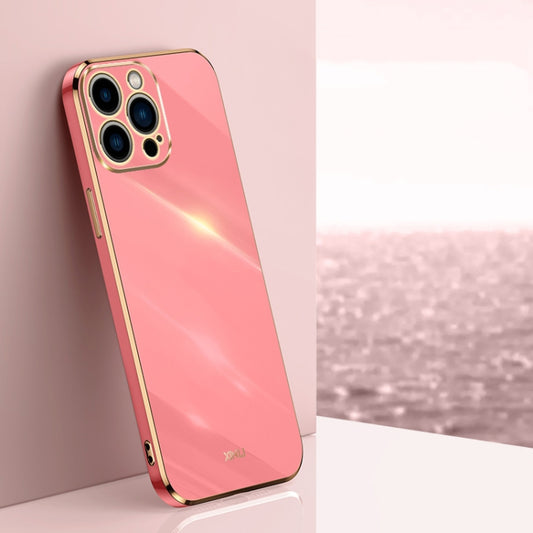 For iPhone 15 Pro XINLI Straight Edge 6D Electroplate TPU Phone Case(Hawthorn Red) - iPhone 15 Pro Cases by XINLI | Online Shopping UK | buy2fix