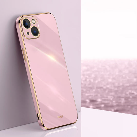 For iPhone 15 Plus XINLI Straight Edge 6D Electroplate TPU Phone Case(Cherry Purple) - iPhone 15 Plus Cases by XINLI | Online Shopping UK | buy2fix