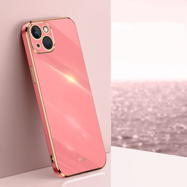 For iPhone 15 Plus XINLI Straight Edge 6D Electroplate TPU Phone Case(Hawthorn Red) - iPhone 15 Plus Cases by XINLI | Online Shopping UK | buy2fix