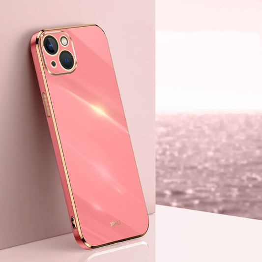 For iPhone 15 Plus XINLI Straight Edge 6D Electroplate TPU Phone Case(Hawthorn Red) - iPhone 15 Plus Cases by XINLI | Online Shopping UK | buy2fix