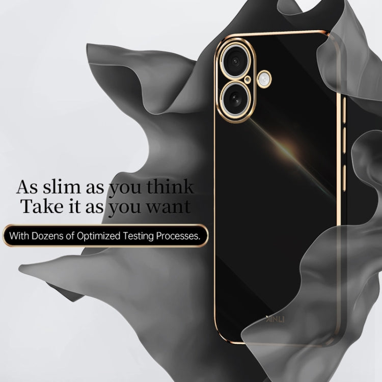 For iPhone 16 Plus XINLI Straight Edge 6D Electroplate TPU Phone Case(Black) - iPhone 16 Plus Cases by XINLI | Online Shopping UK | buy2fix