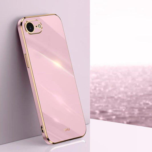 For iPhone 16e XINLI Straight Edge 6D Electroplate TPU Phone Case(Cherry Purple) - iPhone 16e Cases by XINLI | Online Shopping UK | buy2fix