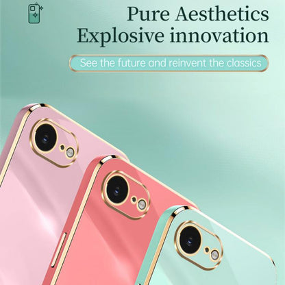 For iPhone 16e XINLI Straight Edge 6D Electroplate TPU Phone Case(Cherry Purple) - iPhone 16e Cases by XINLI | Online Shopping UK | buy2fix