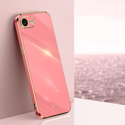 For iPhone 16e XINLI Straight Edge 6D Electroplate TPU Phone Case(Hawthorn Red) - iPhone 16e Cases by XINLI | Online Shopping UK | buy2fix