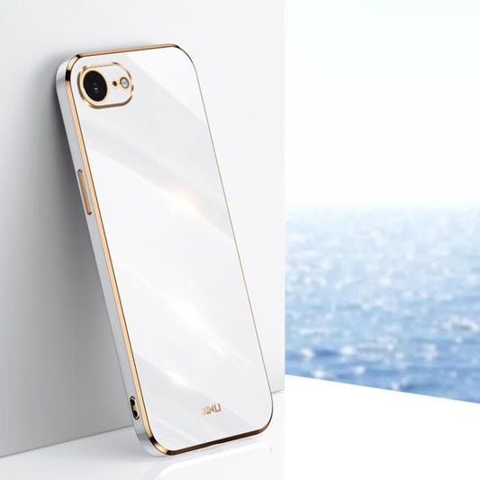 For iPhone 16e XINLI Straight Edge 6D Electroplate TPU Phone Case(White) - iPhone 16e Cases by XINLI | Online Shopping UK | buy2fix