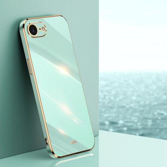 For iPhone 16e XINLI Straight Edge 6D Electroplate TPU Phone Case(Mint Green) - iPhone 16e Cases by XINLI | Online Shopping UK | buy2fix
