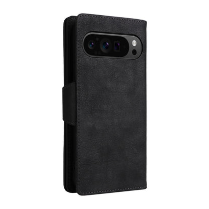 For Google Pixel 9 Pro Rivet Buckle 9 Cards Three Fold Leather Phone Case(Black) - Google Cases by buy2fix | Online Shopping UK | buy2fix