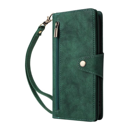 For Google Pixel 10 / 10 Pro Rivet Buckle 9 Cards Three Fold Leather Phone Case(Green) - Google Cases by buy2fix | Online Shopping UK | buy2fix