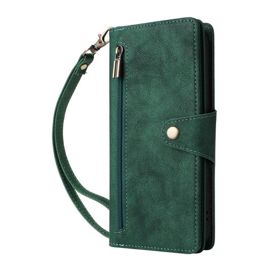 For Google Pixel 10 Pro XL / 9 Pro XL Rivet Buckle 9 Cards Three Fold Leather Phone Case(Green) - Google Cases by buy2fix | Online Shopping UK | buy2fix